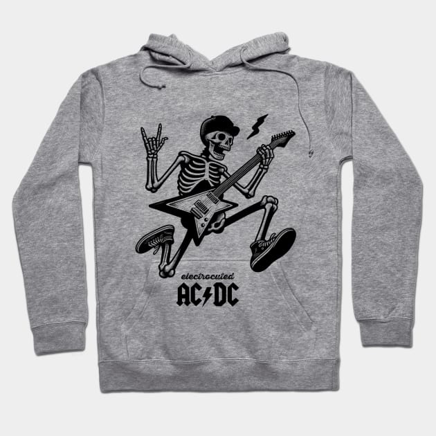 tshirt mug, sticker, print,  Angus Young "electrocuted AC/DC" Hoodie by Ken Savana